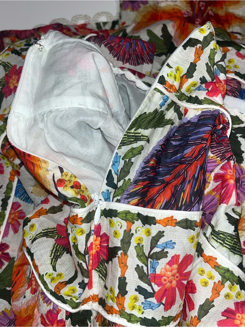 FARM RIO Off white Tropical Yard sleeveless tiered midi dress NWT - Picture 12 of 16